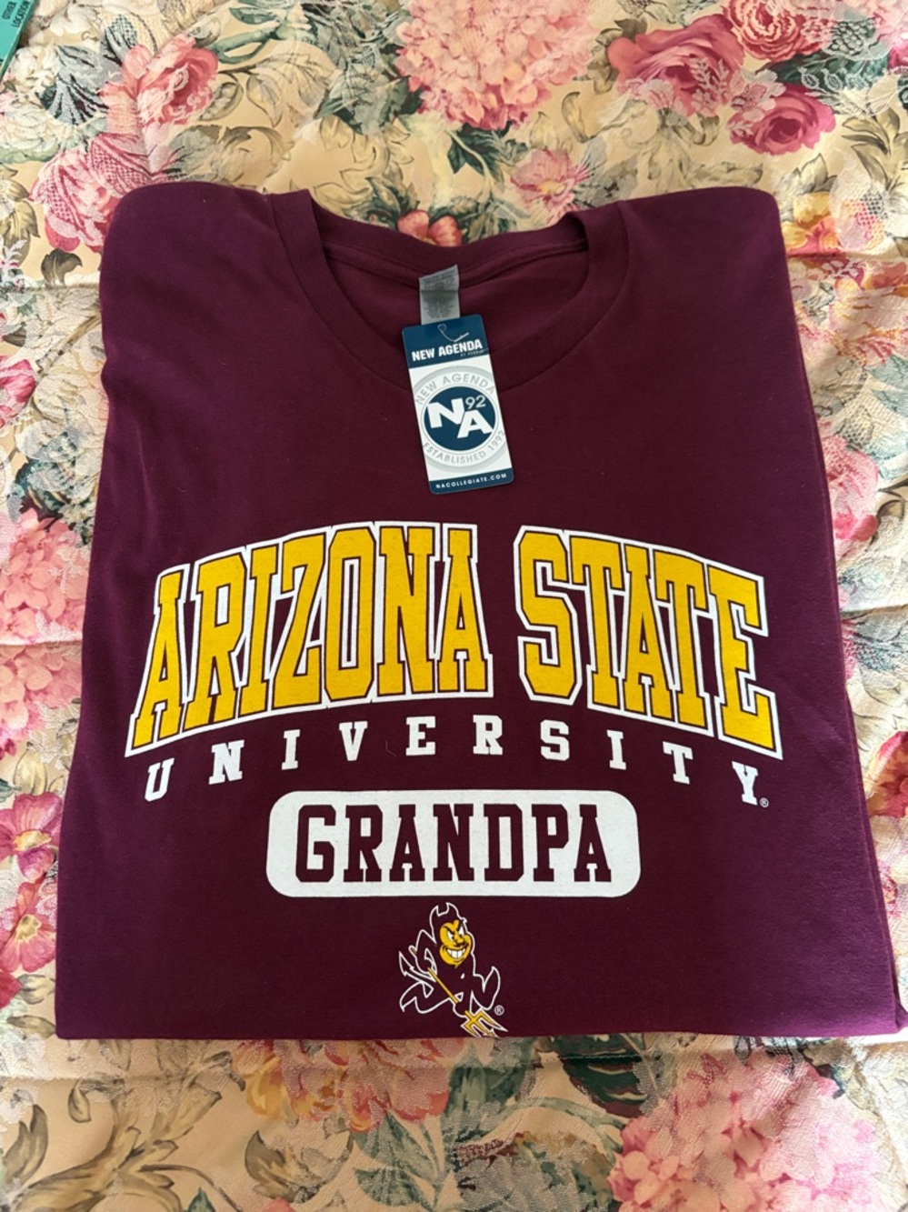 Arizona State Sun Devils Grandpa Tee - Maroon with Yellow and White Graphics